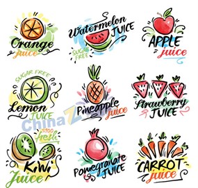 彩绘果汁标志矢量素材